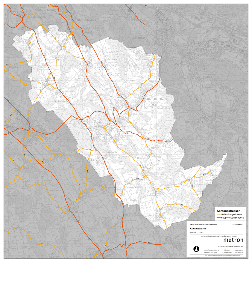 Karte Kantonsstrassen in der Region